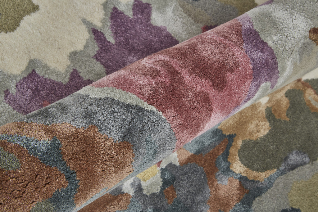 2' X 3' Pink and Green Wool Floral Hand Tufted Area Rug-8