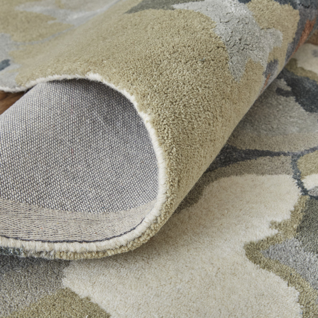 2' X 3' Pink and Green Wool Floral Hand Tufted Area Rug-5