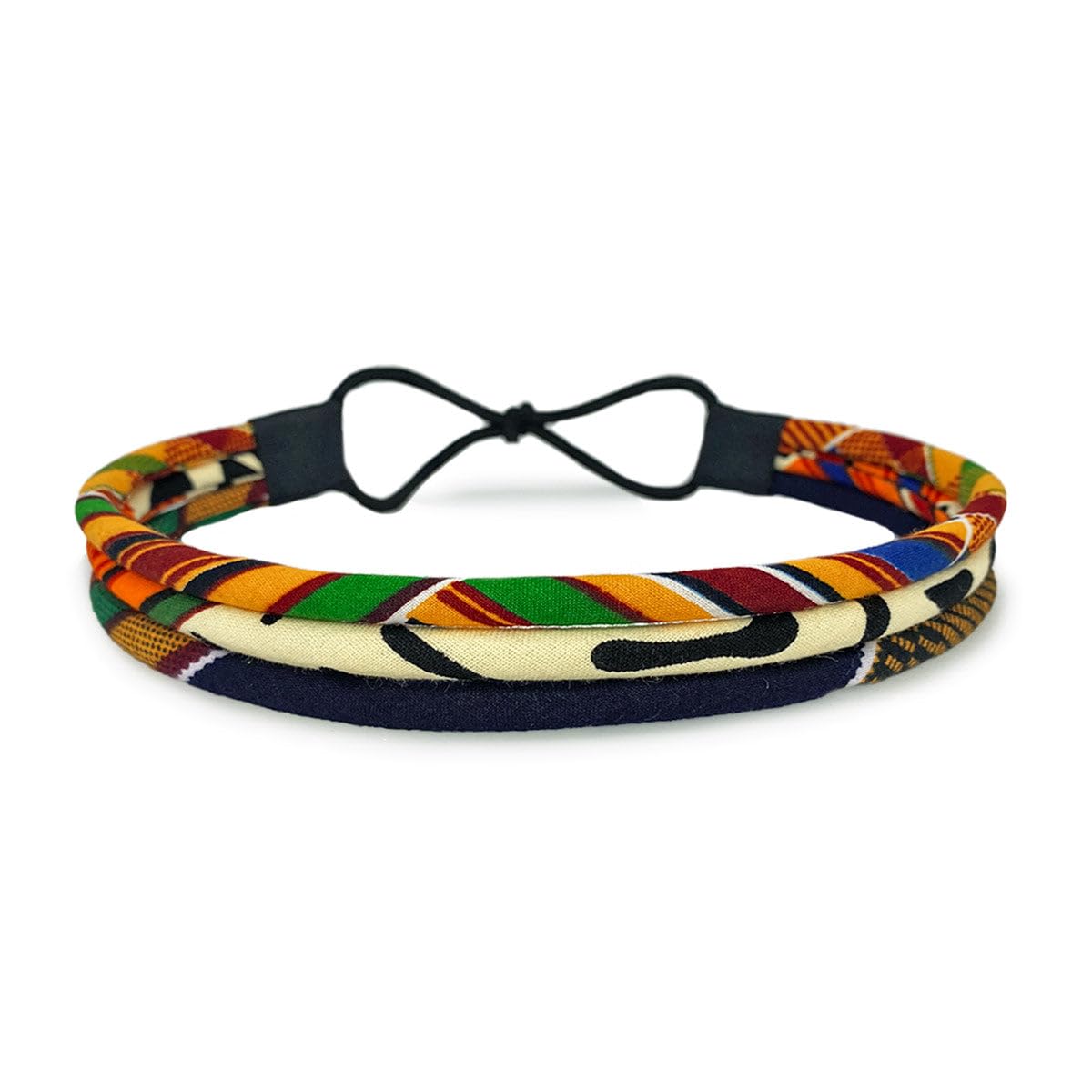 Kente 3 Strand Headband | Orange Kente | Headband | African Hair Band | Bohemian Headwrap | Afrocentric | Tribal headband | Kente Headwrap | Cloth & Cord