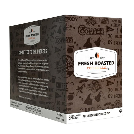Fresh Roasted Coffee, Direct Trade Organic Dominican Republic, Medium Roast, Kosher | 24 Pods for K Cup Brewers