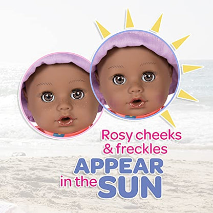 ADORA Beach Baby African American Doll with Sun-Activated Freckles, Clothes & Accessories Set, Adorable Baby Doll Made in Exclusive QuickDri Vinyl Birthday Gift for Ages 1+ - Baby Piper