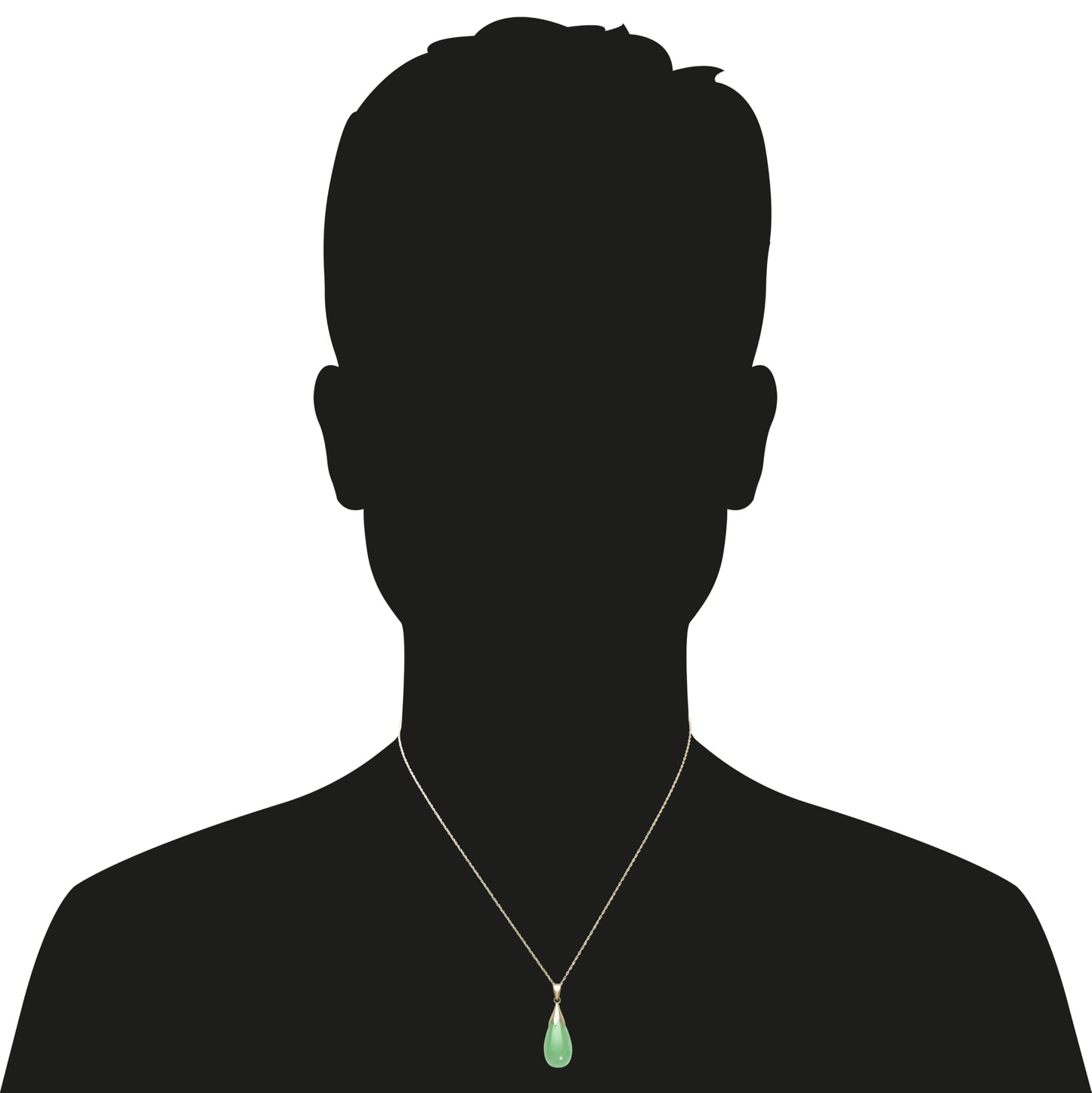 Belacqua Natural teardrop Jade Pendant Necklace with Round Stud Earringss Set for Women |14K Gold 18" Rope Chain With Spring Ring Clasp | Jewelry for Her | Gift Box Included