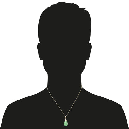 Belacqua Natural teardrop Jade Pendant Necklace with Round Stud Earringss Set for Women |14K Gold 18" Rope Chain With Spring Ring Clasp | Jewelry for Her | Gift Box Included