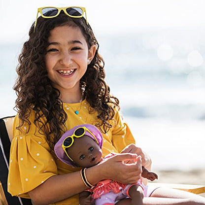 ADORA Beach Baby African American Doll with Sun-Activated Freckles, Clothes & Accessories Set, Adorable Baby Doll Made in Exclusive QuickDri Vinyl Birthday Gift for Ages 1+ - Baby Piper
