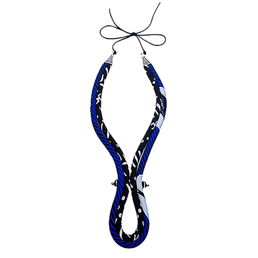 African Necklace for Men | Blue and Black Ankara Necklace | Men’s Corded Neck Tie | Men’s African Tie | Mens Tribal Jewelry | Black, Blue, White | Afrocentric Collar | Cloth & Cord