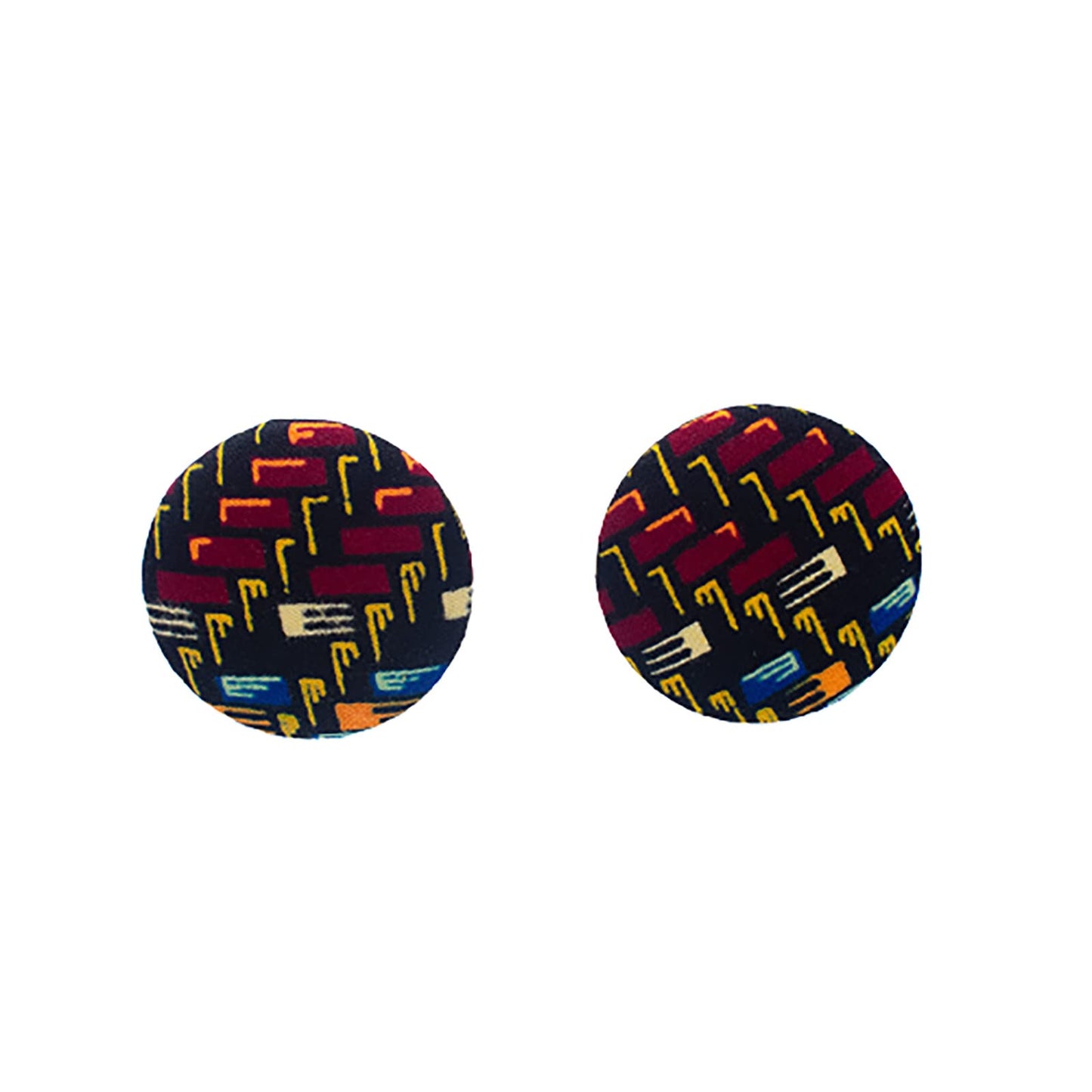 Large Ketepa Button Earrings | ketepa Fabric Earrings | African Wax Print Earrings | Afrocentric Jewelry | Cloth & Cord