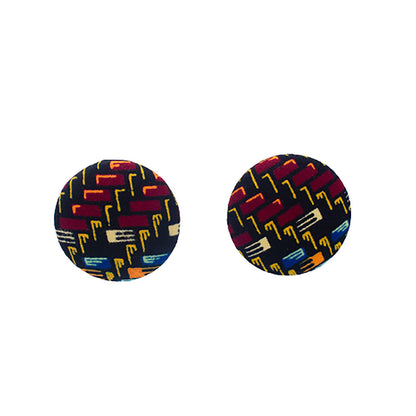 Large Ketepa Button Earrings | ketepa Fabric Earrings | African Wax Print Earrings | Afrocentric Jewelry | Cloth & Cord