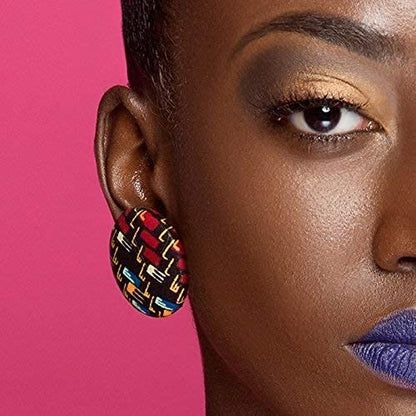 Large Ketepa Button Earrings | ketepa Fabric Earrings | African Wax Print Earrings | Afrocentric Jewelry | Cloth & Cord