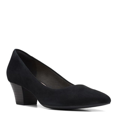 Clarks Women's Teresa Step Pump, Black Suede, 7