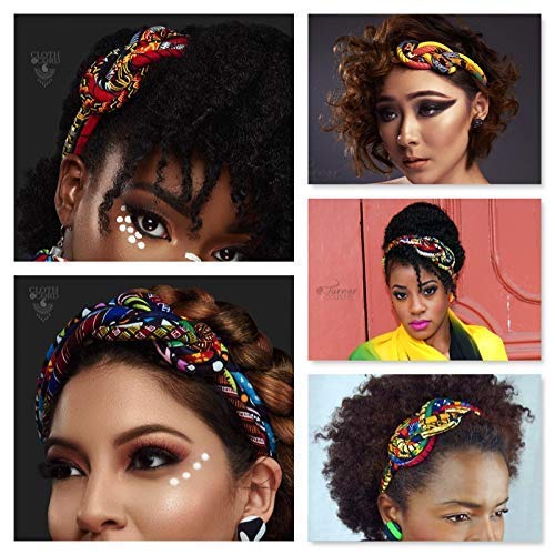 African Kuba Print Headpiece for Women | 3 Strand Brown and Black Kente Print Headpiece | Orange/Black Knotted Headband| Afrocentric headband | Cloth & Cord