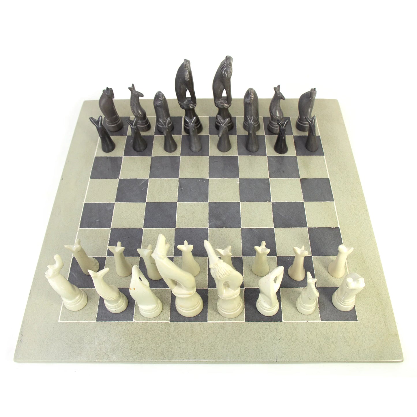 Hand Carved Soapstone Maasai Chess Set - 14" Board - Smolart
