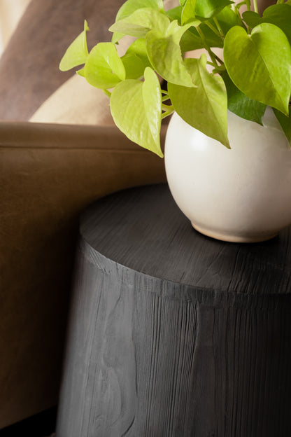 18" Ebony Solid Wood Round End Table-8