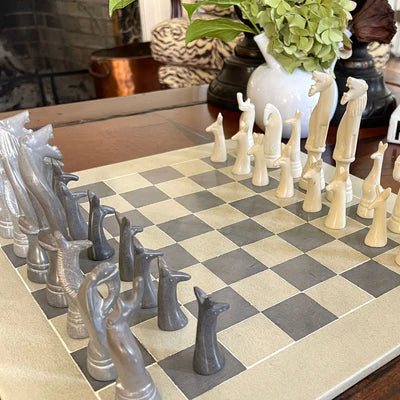 Hand Carved Soapstone Maasai Chess Set - 14" Board - Smolart
