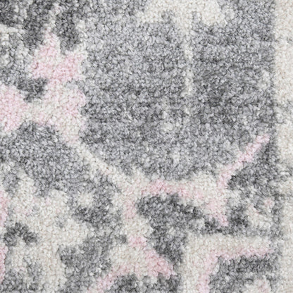 7' Gray Medallion Power Loom Round Rug-4