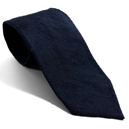 Untipped Navy Blue Silk Shantung Tie-0