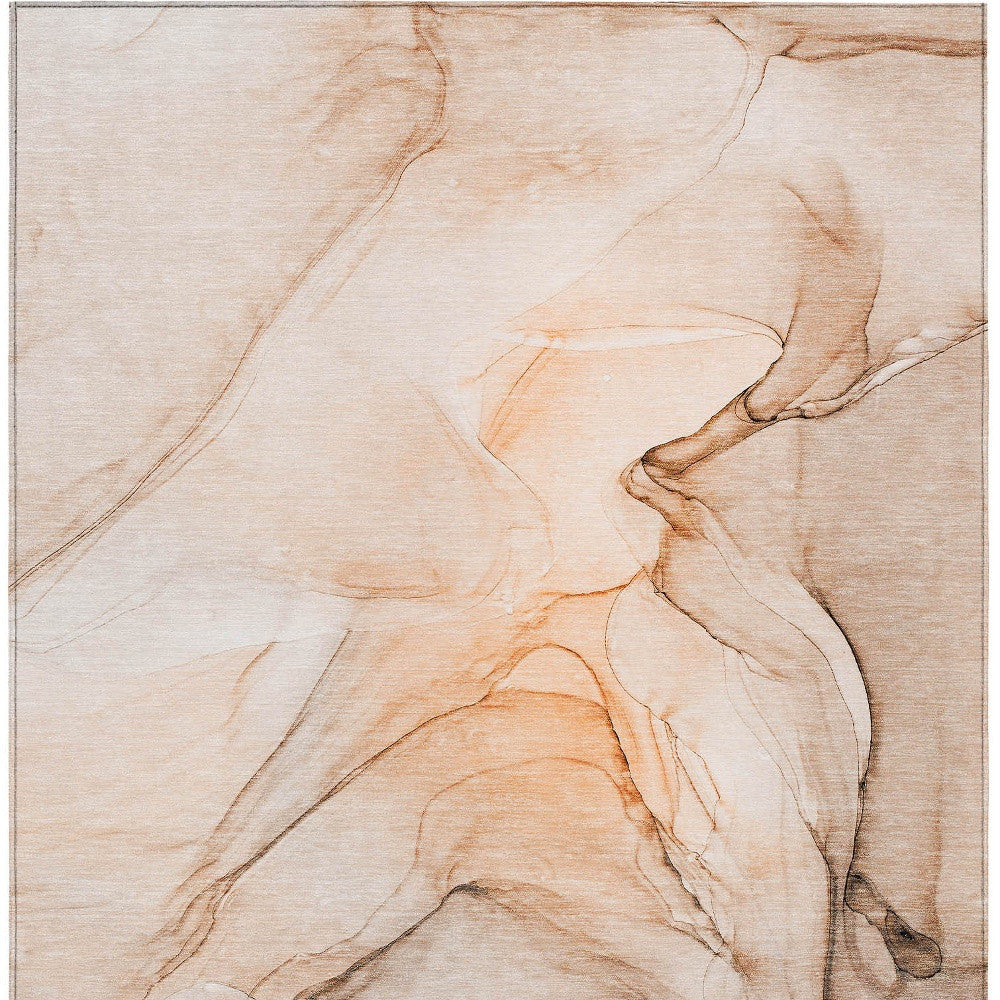 3' X 5' Gray and Orange Abstract Washable Non Skid Indoor Outdoor Area Rug-6