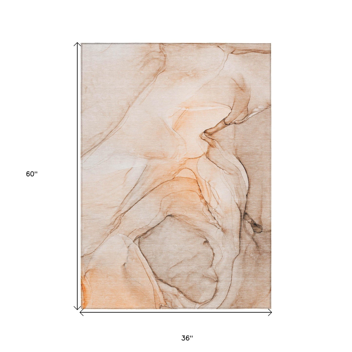 3' X 5' Gray and Orange Abstract Washable Non Skid Indoor Outdoor Area Rug-2