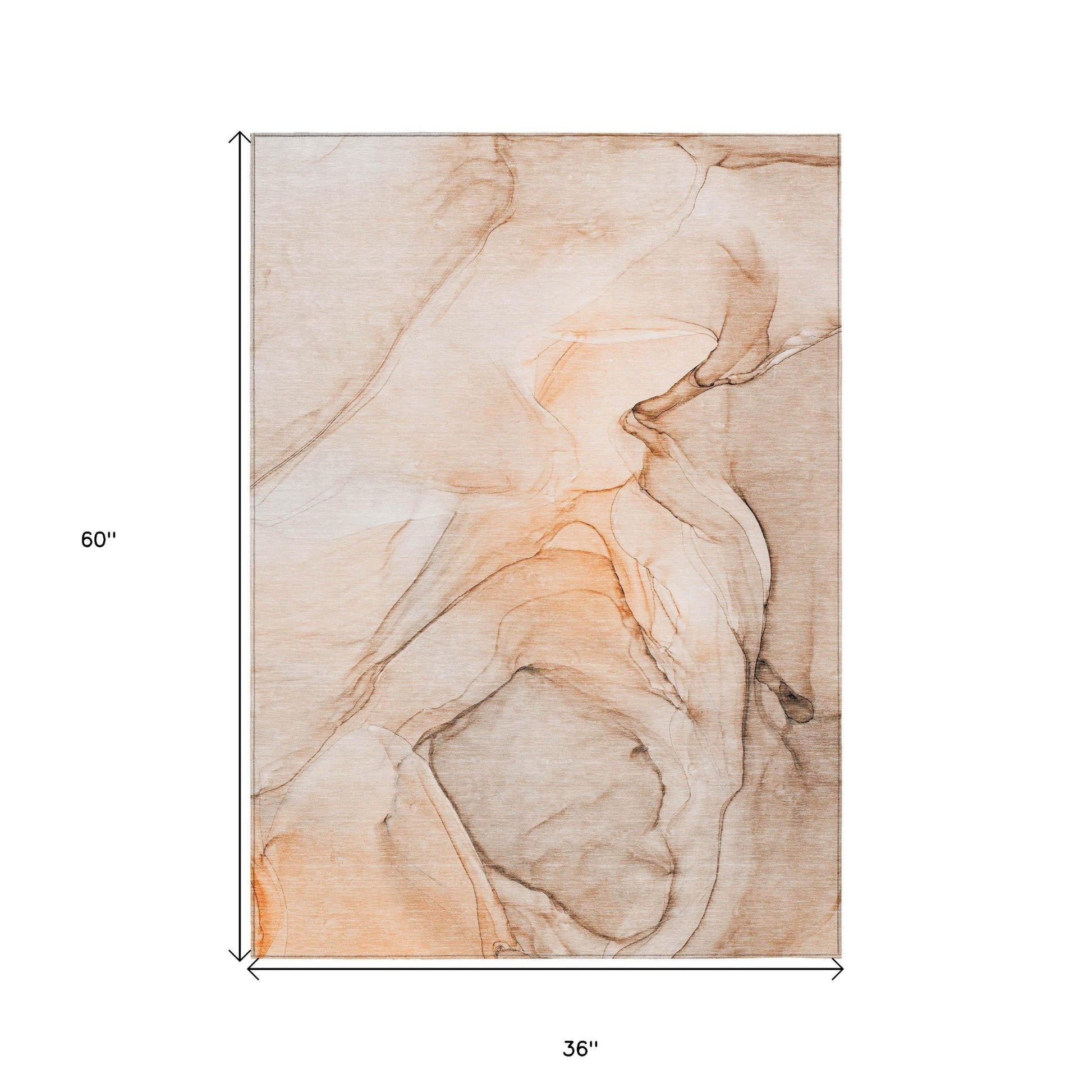 3' X 5' Gray and Orange Abstract Washable Non Skid Indoor Outdoor Area Rug-2