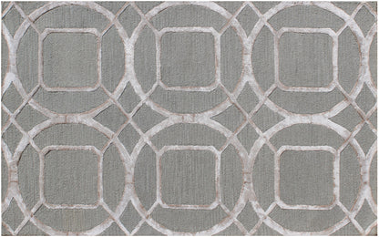 5' X 8' Gray and Light Gray Abstract Geometric Hand Tufted Area Rug-4