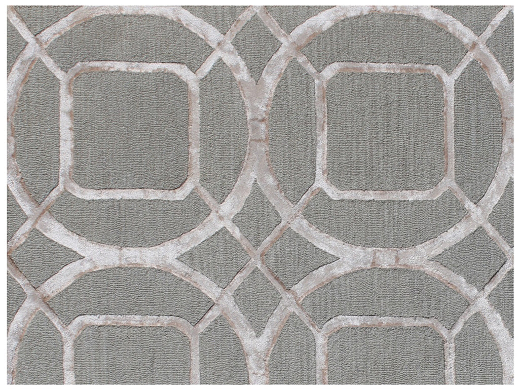5' X 8' Gray and Light Gray Abstract Geometric Hand Tufted Area Rug-3