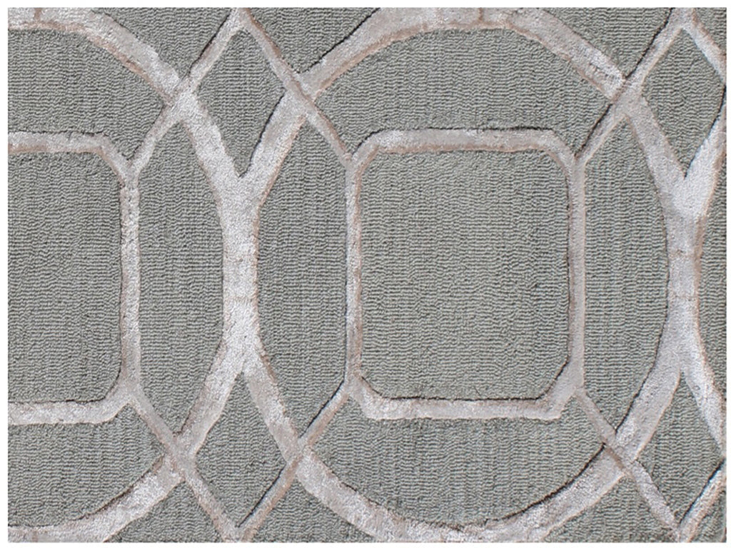 5' X 8' Gray and Light Gray Abstract Geometric Hand Tufted Area Rug-5