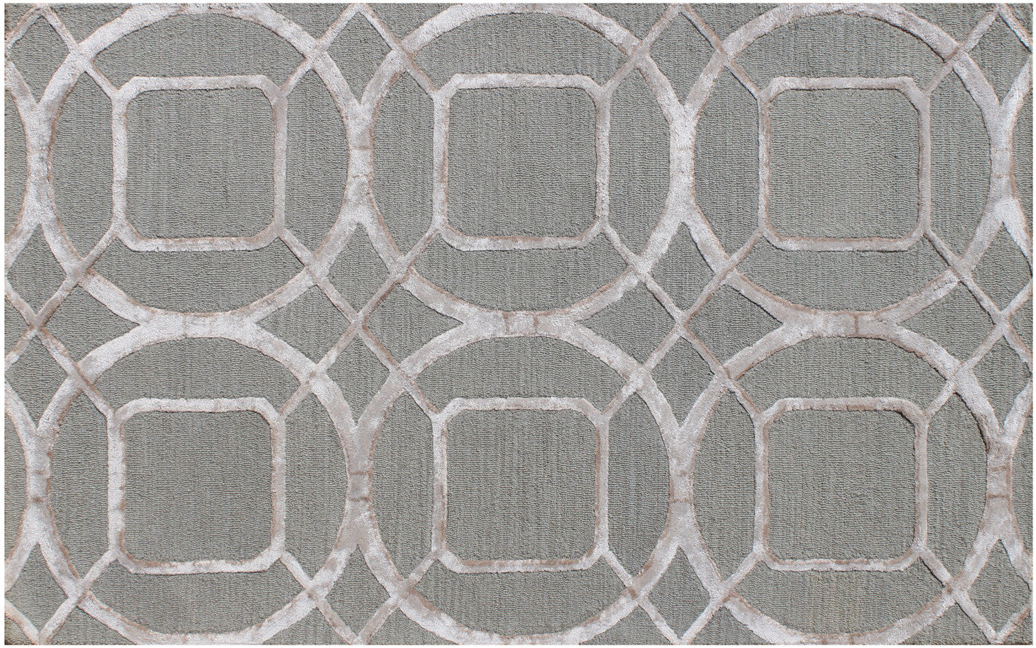 5' X 8' Gray and Light Gray Abstract Geometric Hand Tufted Area Rug-6