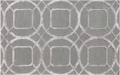 5' X 8' Gray and Light Gray Abstract Geometric Hand Tufted Area Rug-6