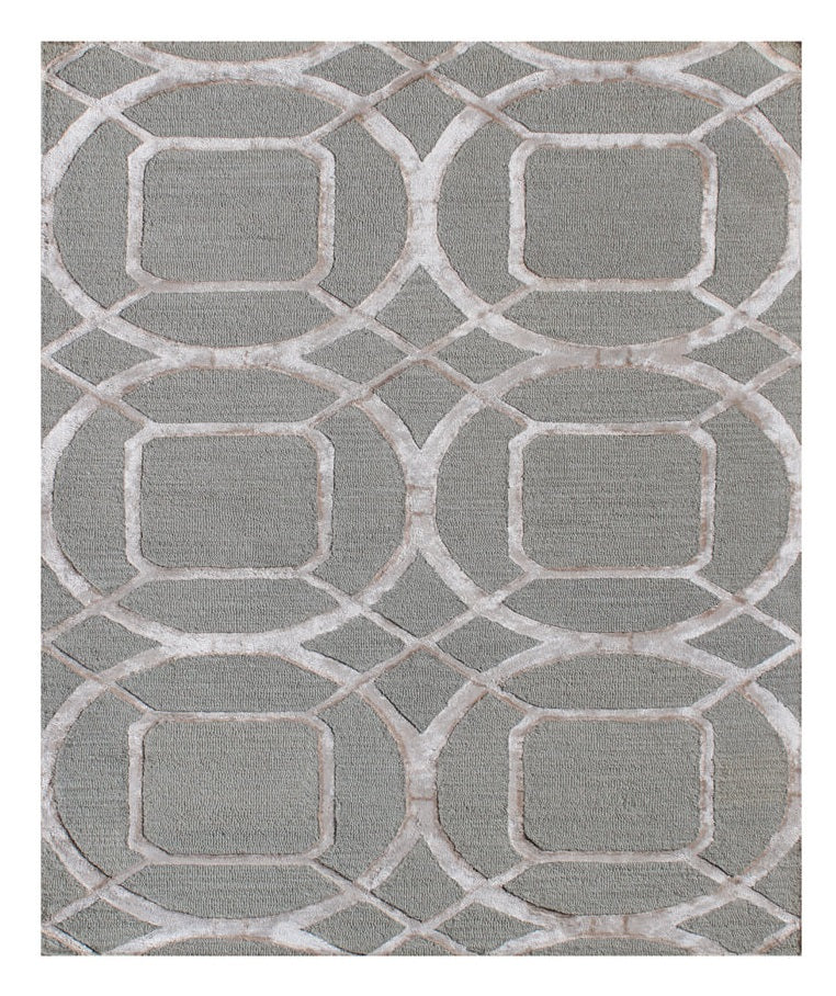 5' X 8' Gray and Light Gray Abstract Geometric Hand Tufted Area Rug-1