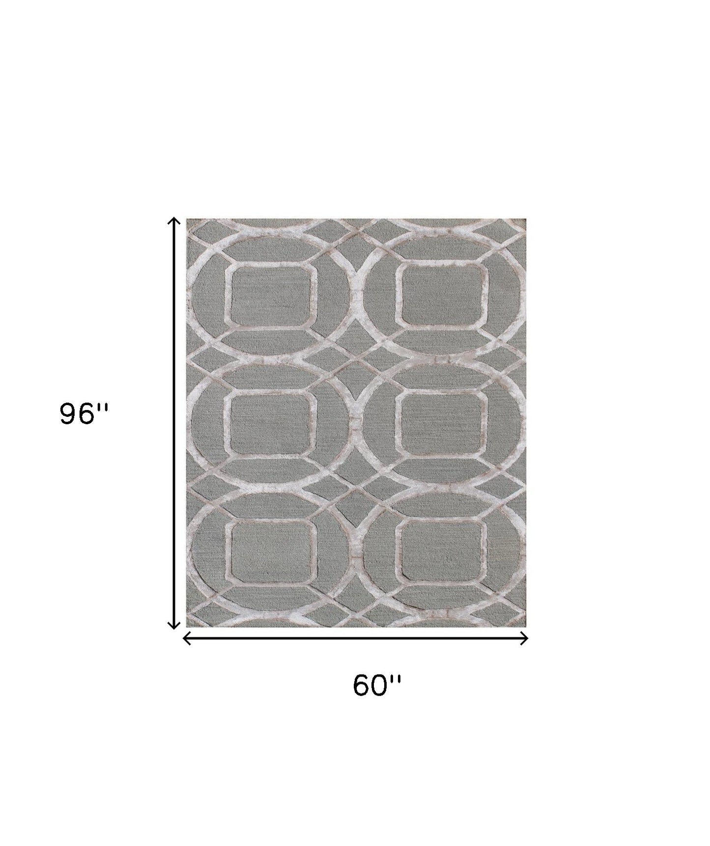 5' X 8' Gray and Light Gray Abstract Geometric Hand Tufted Area Rug-2