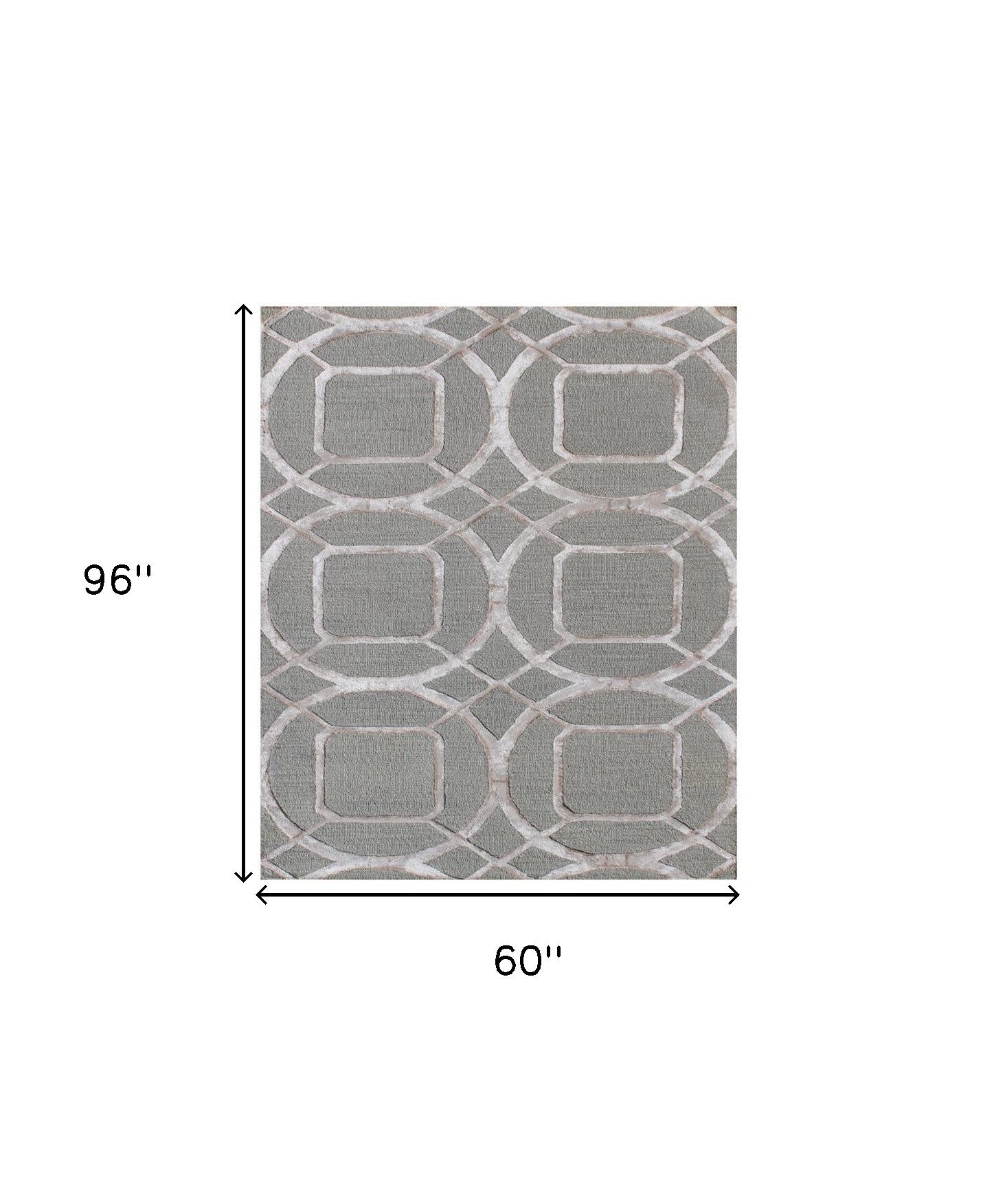 5' X 8' Gray and Light Gray Abstract Geometric Hand Tufted Area Rug-2