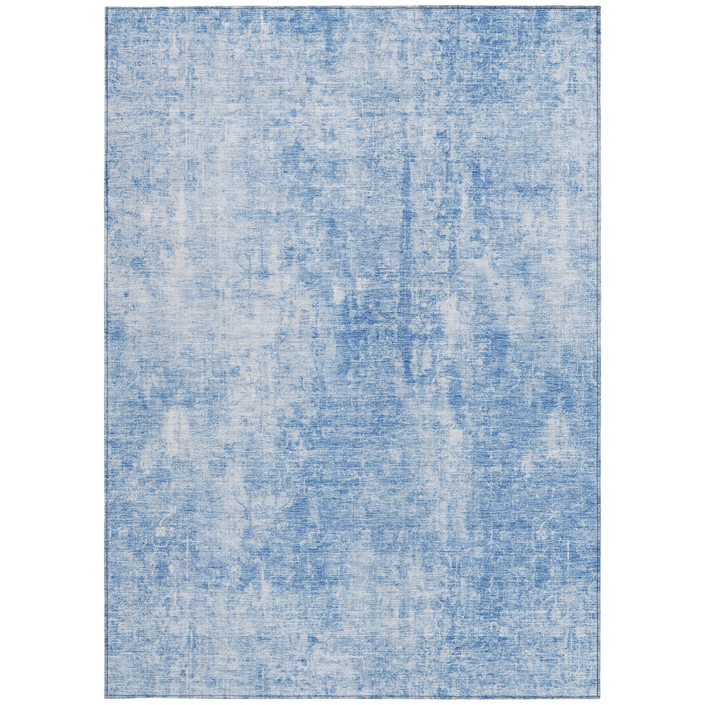 3' X 5' Denim Blue And Ivory Abstract Washable Indoor Outdoor Area Rug-5