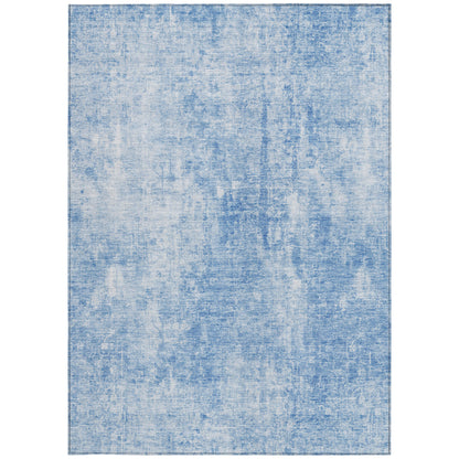 3' X 5' Denim Blue And Ivory Abstract Washable Indoor Outdoor Area Rug-5
