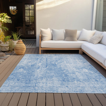 3' X 5' Denim Blue And Ivory Abstract Washable Indoor Outdoor Area Rug-6
