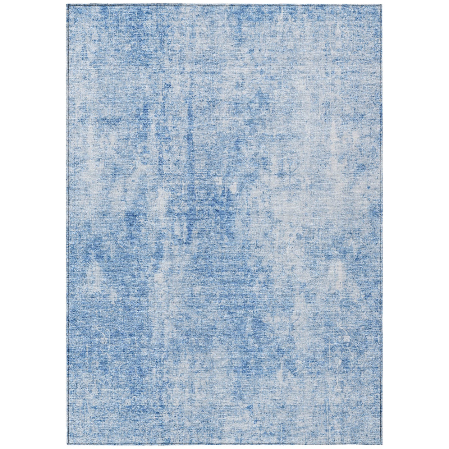 3' X 5' Denim Blue And Ivory Abstract Washable Indoor Outdoor Area Rug-1