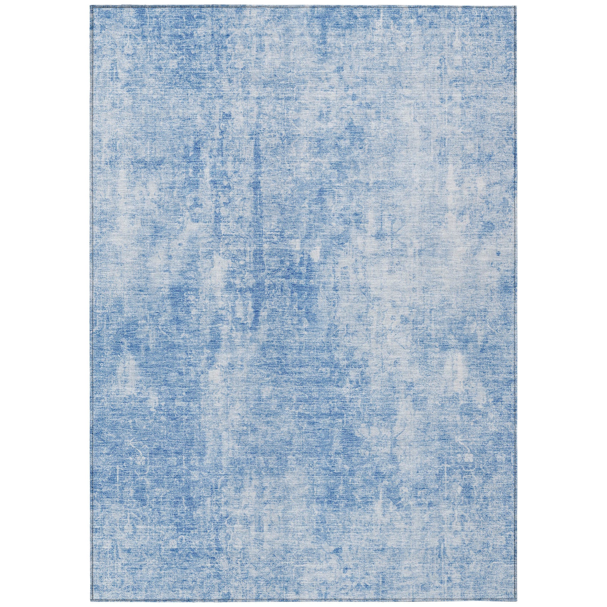 3' X 5' Denim Blue And Ivory Abstract Washable Indoor Outdoor Area Rug-1