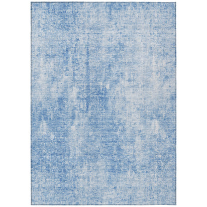 3' X 5' Denim Blue And Ivory Abstract Washable Indoor Outdoor Area Rug-1