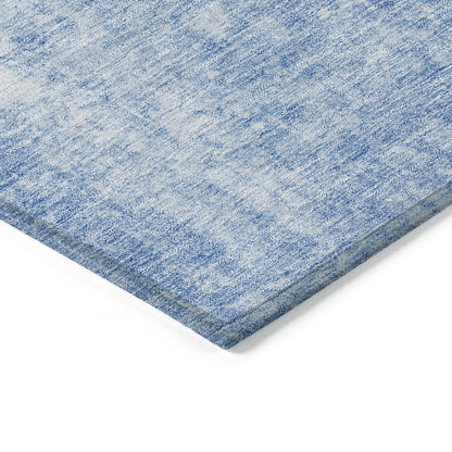 3' X 5' Denim Blue And Ivory Abstract Washable Indoor Outdoor Area Rug-3