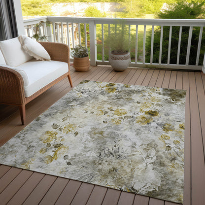 5' X 8' Taupe Ivory And Tan Floral Washable Indoor Outdoor Area Rug-6
