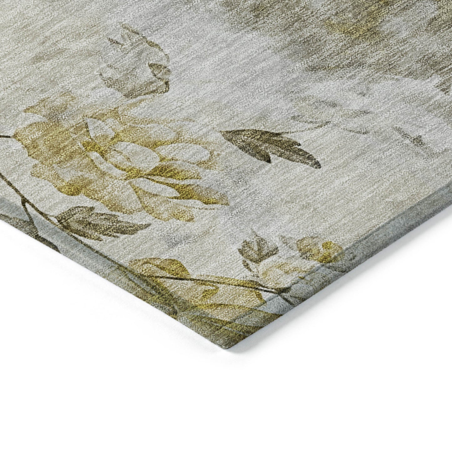 5' X 8' Taupe Ivory And Tan Floral Washable Indoor Outdoor Area Rug-3