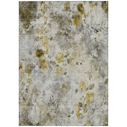 5' X 8' Taupe Ivory And Tan Floral Washable Indoor Outdoor Area Rug-5