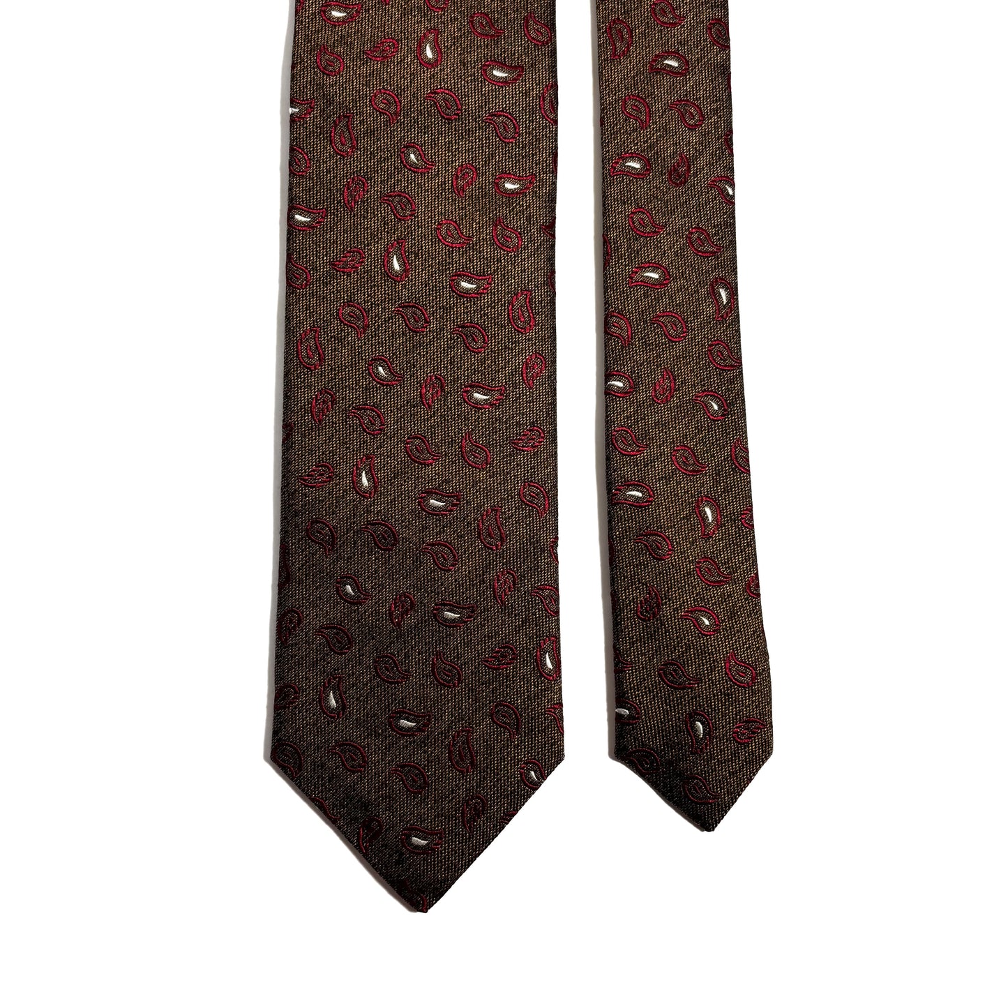 Brown & Burgundy Paisley Silk Jacquard Tie-2