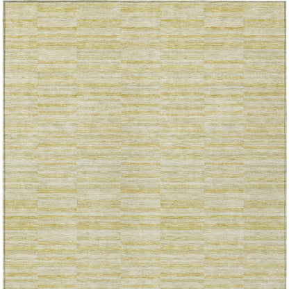 9' X 12' Wheat Gold And Tan Striped Washable Indoor Outdoor Area Rug-6