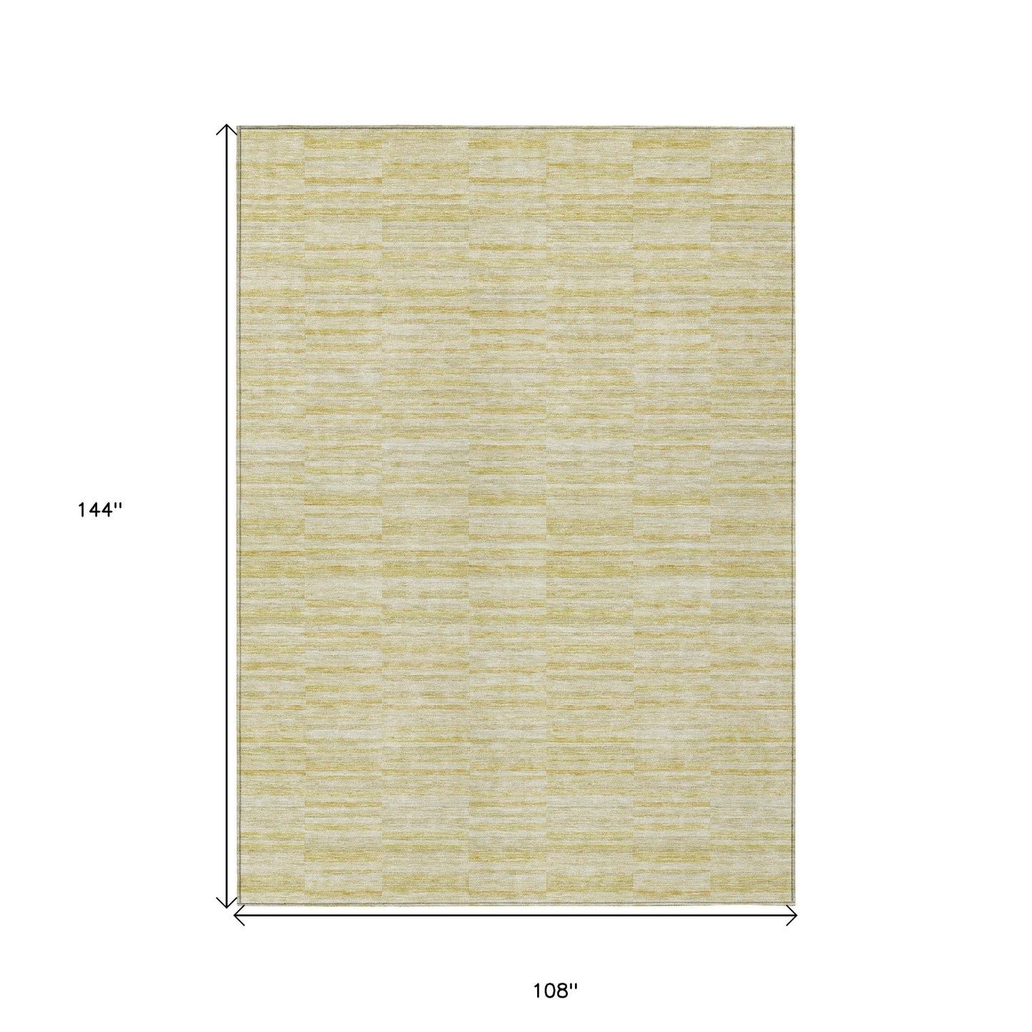 9' X 12' Wheat Gold And Tan Striped Washable Indoor Outdoor Area Rug-2