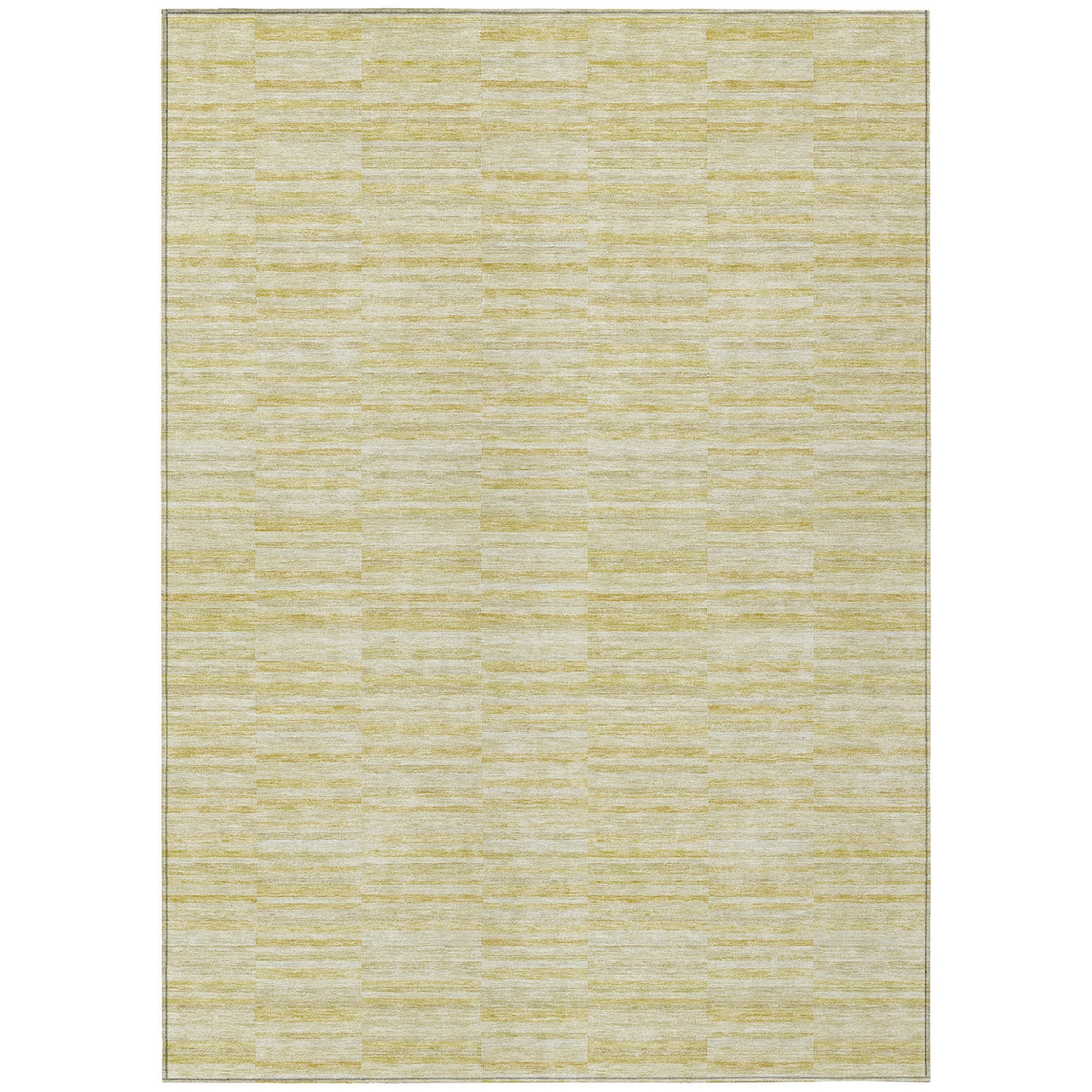 9' X 12' Wheat Gold And Tan Striped Washable Indoor Outdoor Area Rug-1