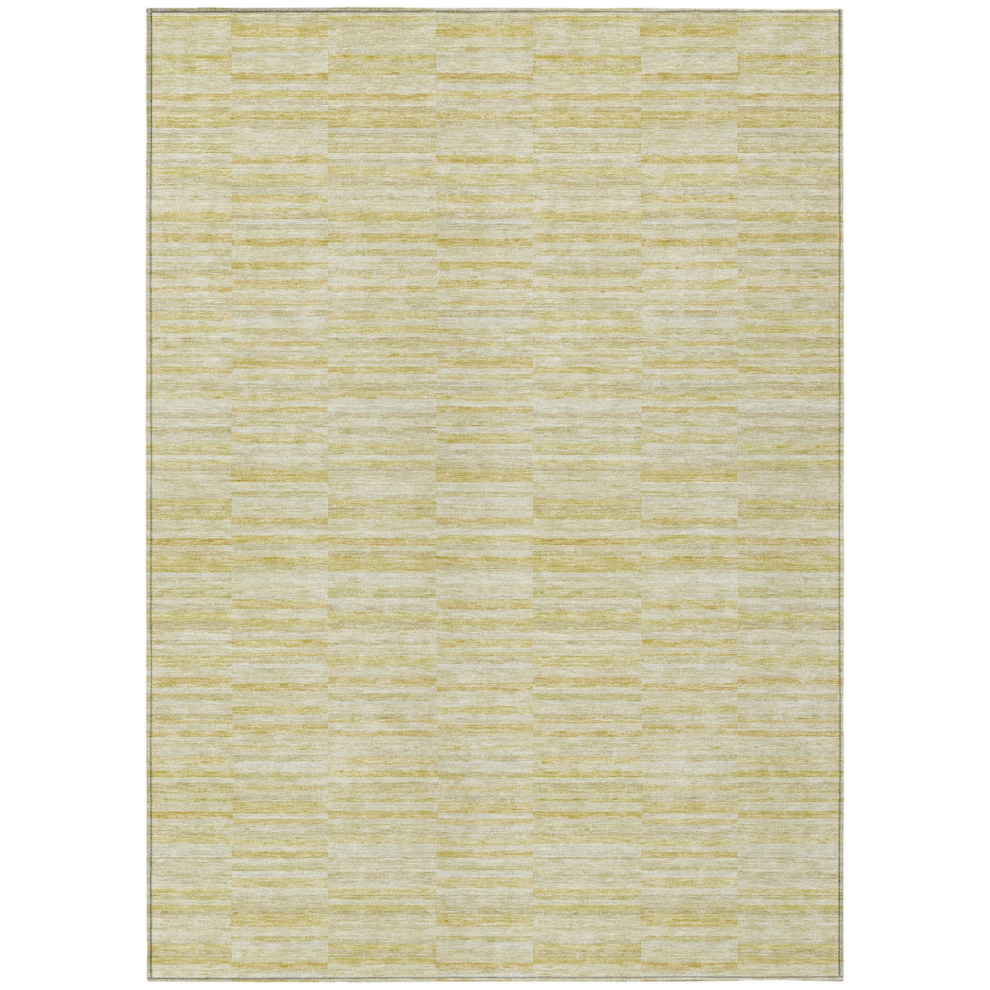 9' X 12' Wheat Gold And Tan Striped Washable Indoor Outdoor Area Rug-1