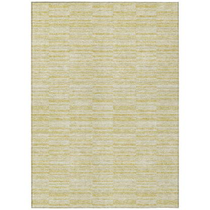 9' X 12' Wheat Gold And Tan Striped Washable Indoor Outdoor Area Rug-1