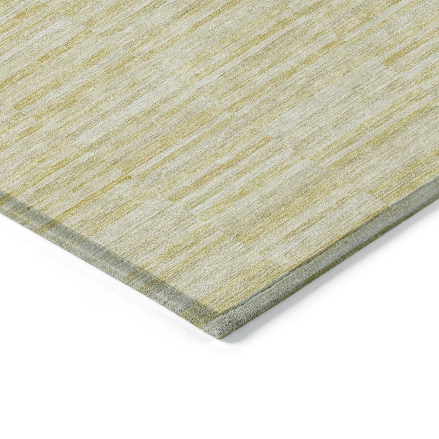 9' X 12' Wheat Gold And Tan Striped Washable Indoor Outdoor Area Rug-4