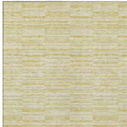 9' X 12' Wheat Gold And Tan Striped Washable Indoor Outdoor Area Rug-5