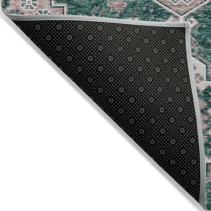 3' X 5' Emerald Brown And Ivory Medallion Washable Indoor Outdoor Area Rug-3