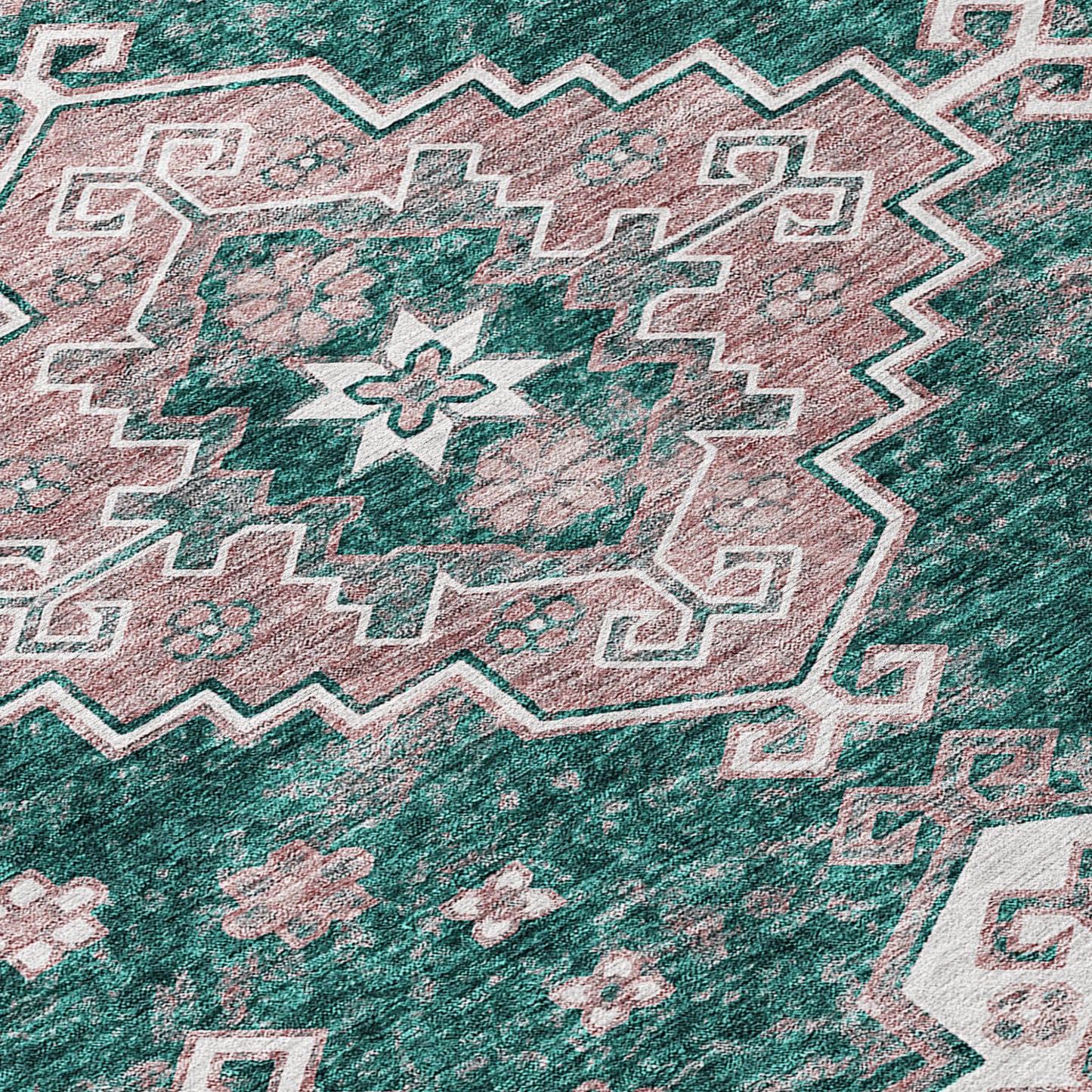 3' X 5' Emerald Brown And Ivory Medallion Washable Indoor Outdoor Area Rug-5